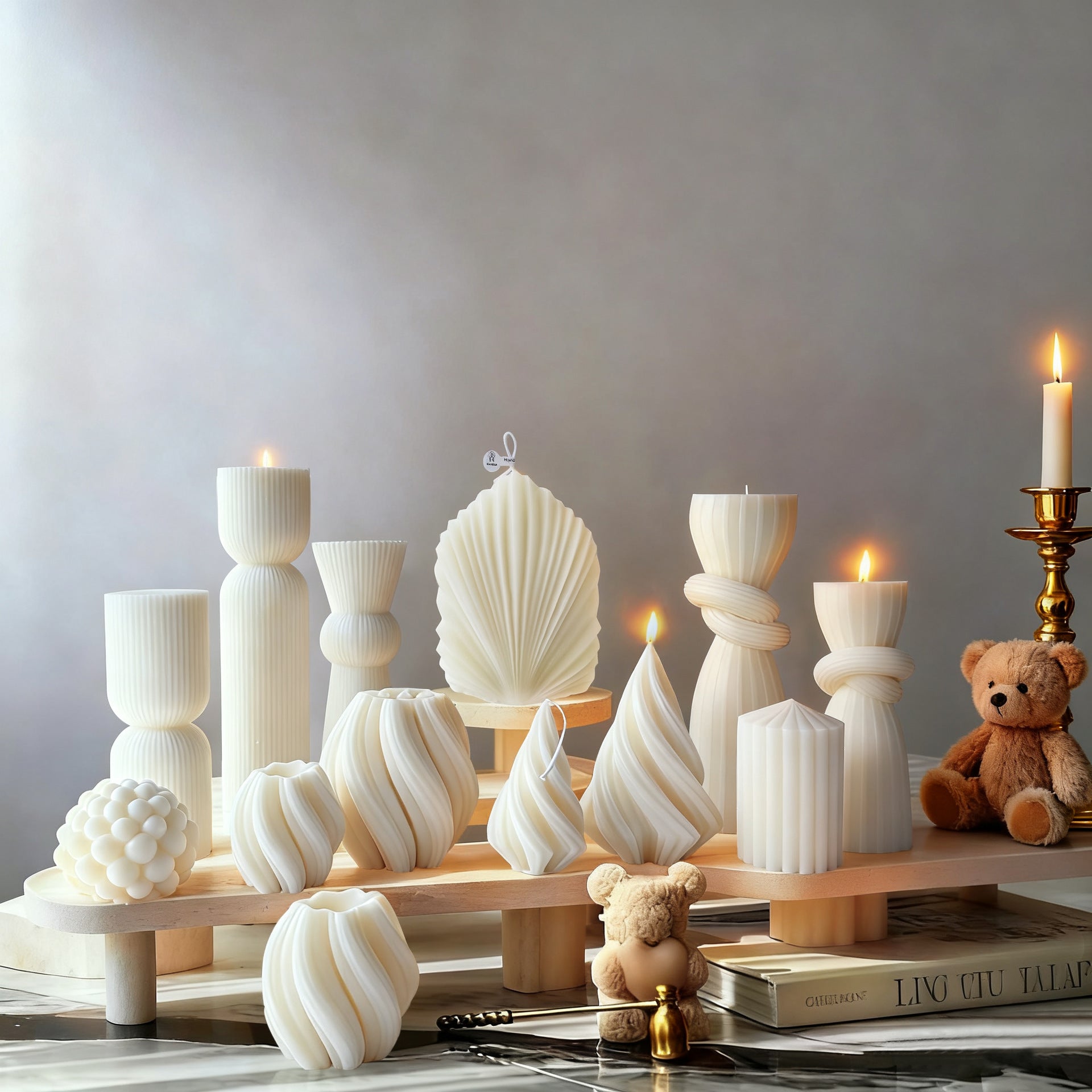 White Aromatherapy Candle Atmosphere Decoration Geometric Shape Candle - My Store