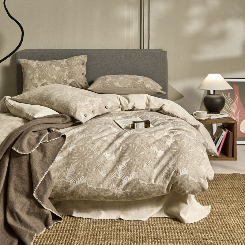 Single Double Bed Sheets Washed Four-piece Set Simple Linen Bedding - My Store