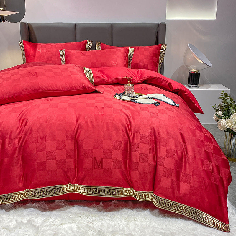 Silk Cotton Sheets Fitted Sheet Quilt Cover Bed - My Store