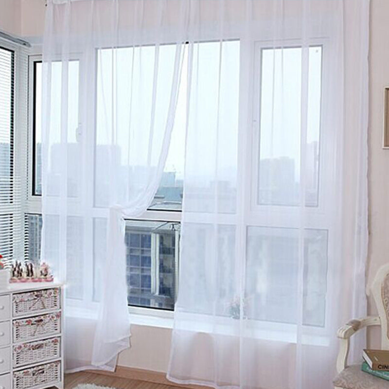 Solid Color Glass Mesh Curtains Transparent Color Ready-made Curtain Punch-free - My Store