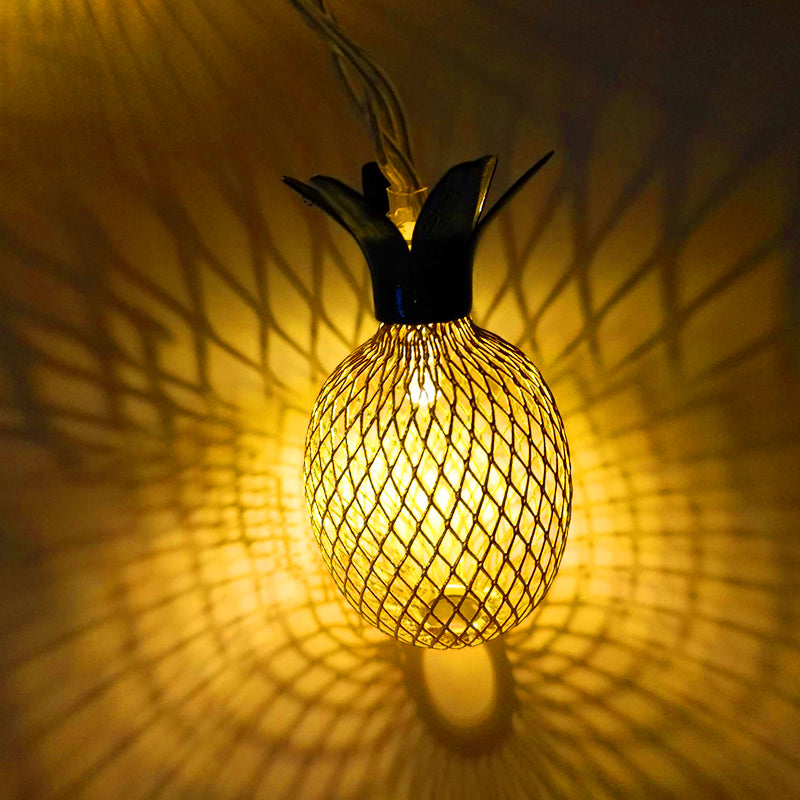 Wrought iron metal pineapple shape solar light string - My Store