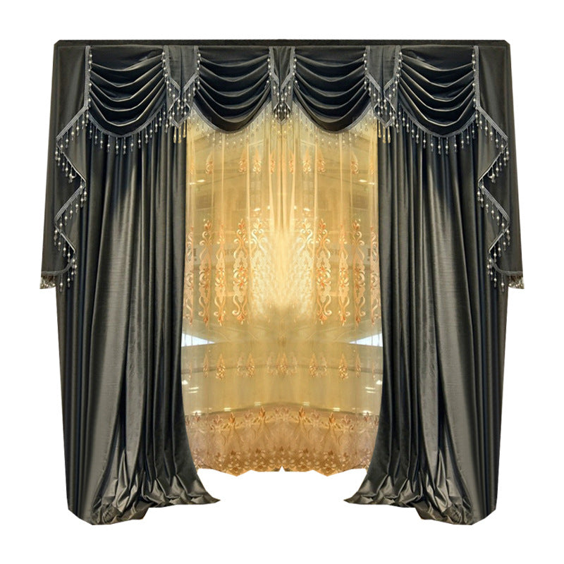 Solid-color Velvet Finished Blackout Curtains Living Room Shades - My Store