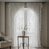 Lace-trimmed Balcony Bay Window With White Sand Partition And Wavy Pastoral Curtains - My Store