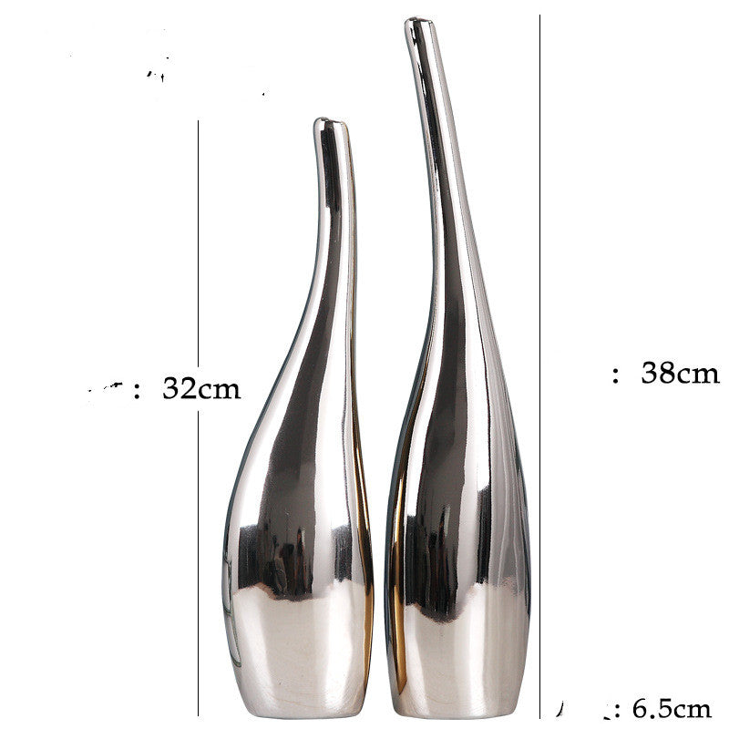 Nordic Gold Plating Ceramic Vases Model Room Home Decor - My Store