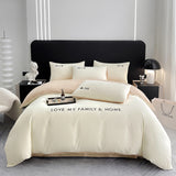 Contrast Color Pure Cotton Minimalist Bed Sheets Bedding Set - My Store