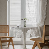 Lace-trimmed Balcony Bay Window With White Sand Partition And Wavy Pastoral Curtains - My Store