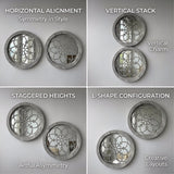 2 Pack Rustic Round Wooden Wall Mirror, Hollow Floral Carved Decorative Mirror, Farmhouse Wall Hanging Art For Home Decoration - My Store