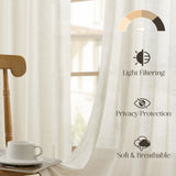 Faux Linen Grommet Sheer Curtains, Solid Color Semi Transparent Voile Curtain Panels, Modern Simple Window Drapes For Bedroom Living Room, Ready Made Home Window Curtain - My Store