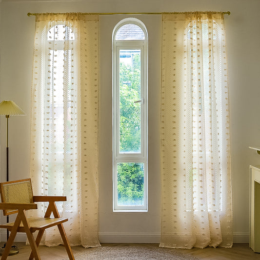 Bohemian Tufted Textured Embroidered Floral Curtains - My Store