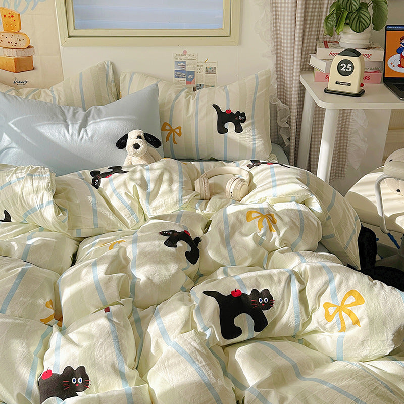 Cute Cartoon Cream-Style Cotton Bed Sheets And Duvet Covers - My Store