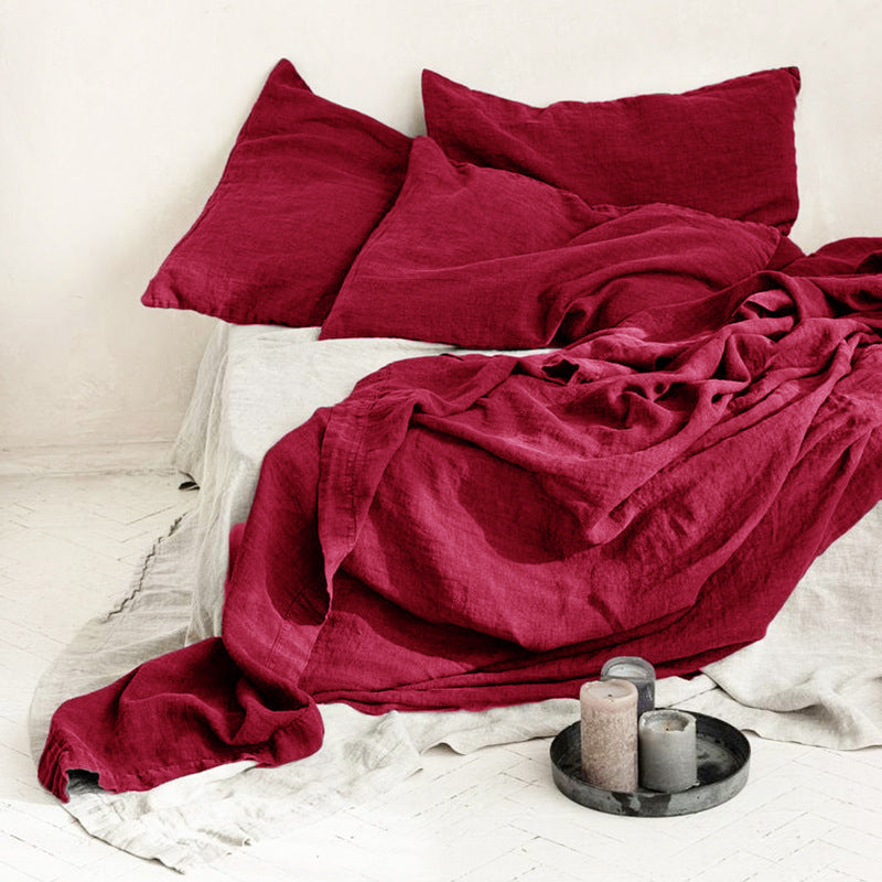 Nordic Style Linen Solid Color Single And Double Bed Sheets - My Store