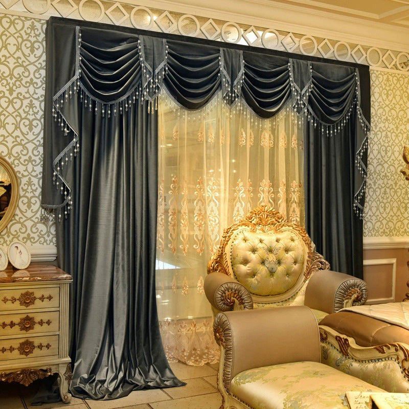 Solid-color Velvet Finished Blackout Curtains Living Room Shades - My Store