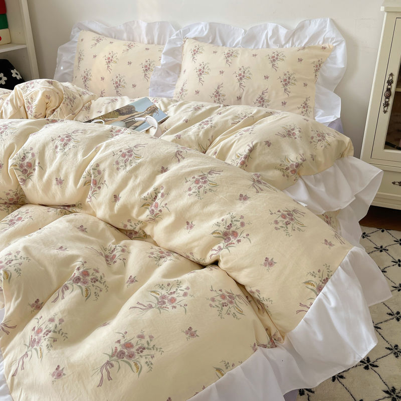 Four-piece Bed Set Washed Cotton Duvet Cover Sheets - My Store