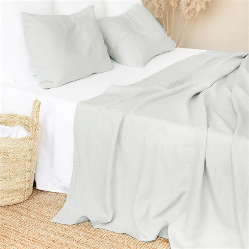 Nordic Style Linen Solid Color Single And Double Bed Sheets - My Store