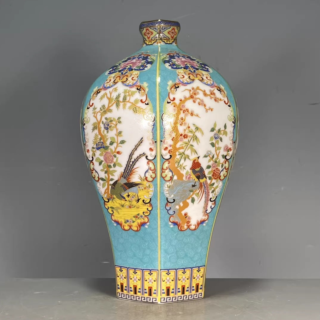 Collecting Miscellaneous Enamel Flower-and-bird Plum Vases - My Store