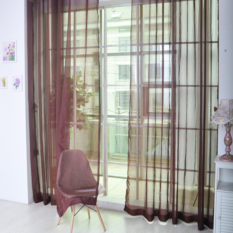Solid Color Glass Mesh Curtains Transparent Color Ready-made Curtain Punch-free - My Store
