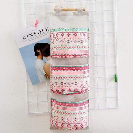 Wall-mounted Three-pocket Storage Hanging Bag Wall Hanging Mobile Phone Hanging Students - My Store