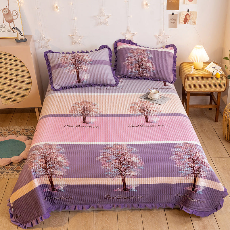 Crystal Velvet Bed Cover With Warm Quilted Sheets Korean Style - My Store