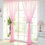 Solid Color Glass Mesh Curtains Transparent Color Ready-made Curtain Punch-free - My Store