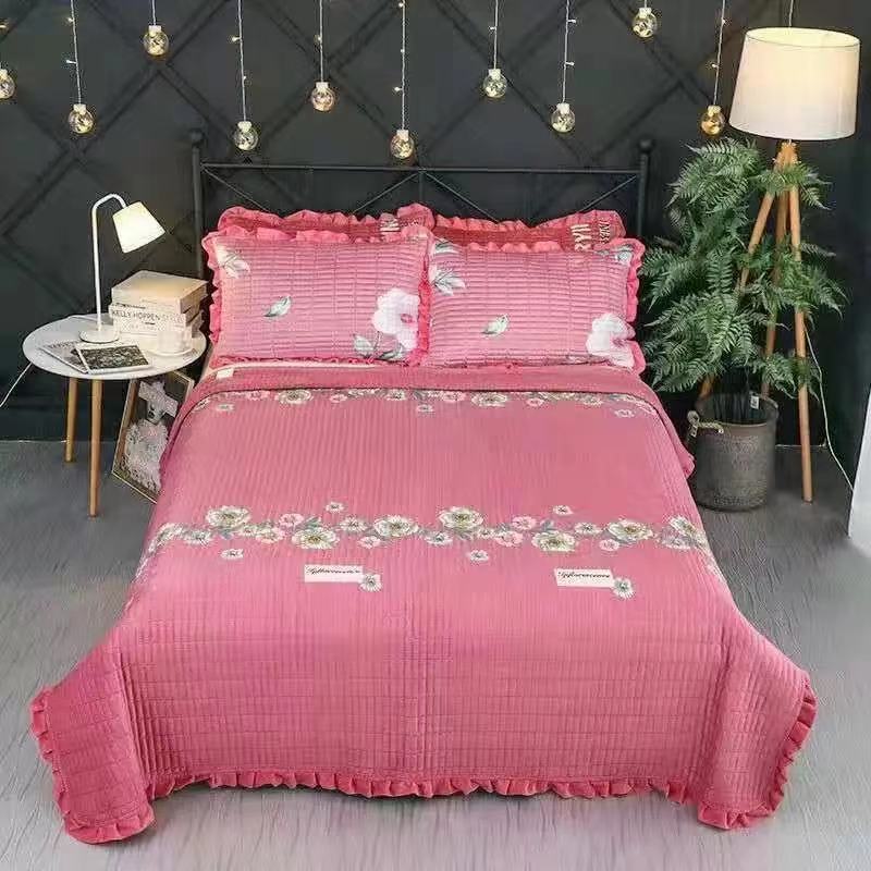 Crystal Velvet Bed Cover With Warm Quilted Sheets Korean Style - My Store