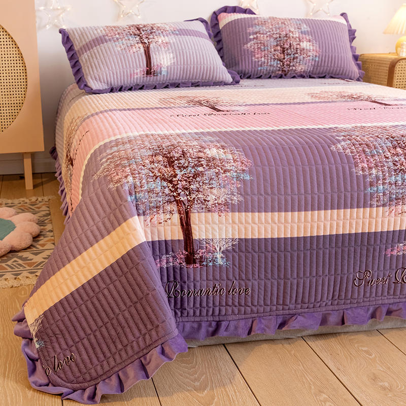 Crystal Velvet Bed Cover With Warm Quilted Sheets Korean Style - My Store