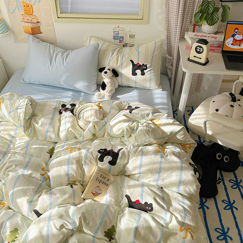 Cute Cartoon Cream-Style Cotton Bed Sheets And Duvet Covers - My Store