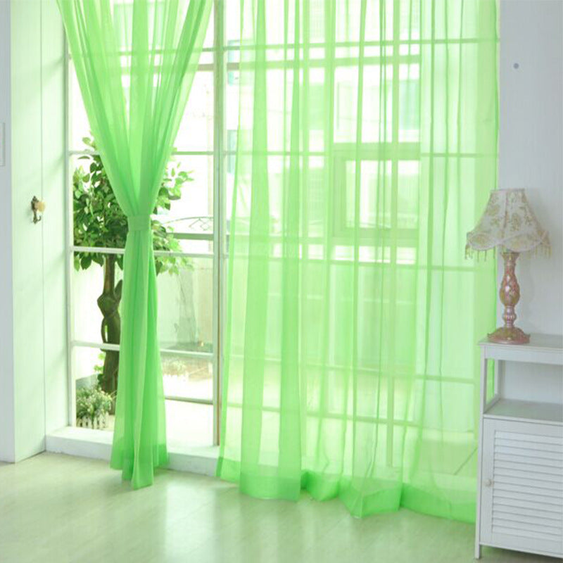 Solid Color Glass Mesh Curtains Transparent Color Ready-made Curtain Punch-free - My Store