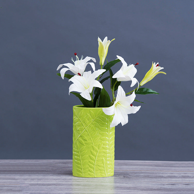Relief Series Of Willow Leaf Round Vases - My Store