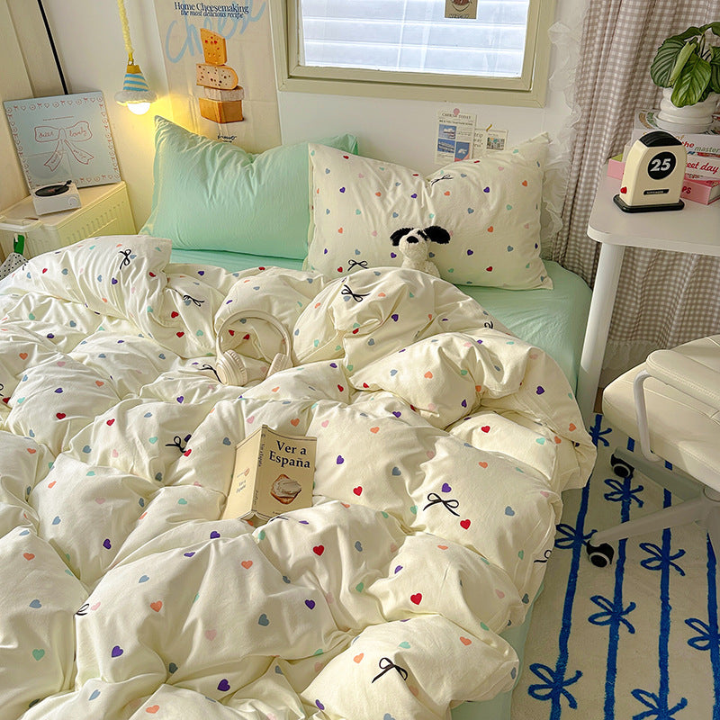 Cute Cartoon Cream-Style Cotton Bed Sheets And Duvet Covers - My Store