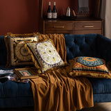 Pillow Sofa High-grade Sense Duplex Printing Tassel Waist Pillow Back Luxury Pillows - My Store