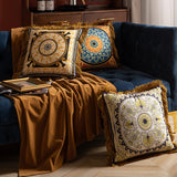 Pillow Sofa High-grade Sense Duplex Printing Tassel Waist Pillow Back Luxury Pillows - My Store