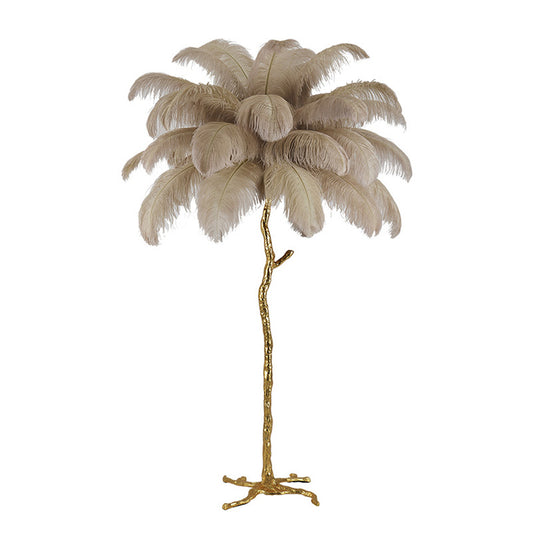Bedroom Bedside Feather Lamp Copper Lamp Floor Lamp - My Store