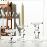 Glass Candle Holder Transparent Glass Set Candle Holder High Foot Crafts Wax Holder - My Store
