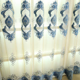 Blue Chenille Embroidered Curtains For Living Room Bedroom And Villa - My Store