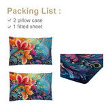 Bedding Fitted Sheet With Deep Pocket Mattress Cover Sheets,Colorful Flowers Printed Fabric Bed Sheets - My Store