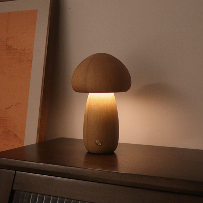 INS Wooden Cute Mushroom LED Night Light With Touch Switch Bedside Table Lamp For Bedroom Childrens Room Sleeping Night Lamps Home Decor - My Store
