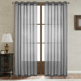 Faux Linen Grommet Sheer Curtains, Solid Color Semi Transparent Voile Curtain Panels, Modern Simple Window Drapes For Bedroom Living Room, Ready Made Home Window Curtain - My Store
