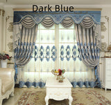 Blue Chenille Embroidered Curtains For Living Room Bedroom And Villa - My Store