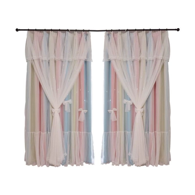 Nordic Simple Hollow Star Princess Wind Bedroom Blackout Curtains - My Store
