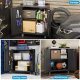 Metal Storage Cabinet With Wheels Rolling Storage Cabinet With 2 Doors And Adjustable Shelves - My Store