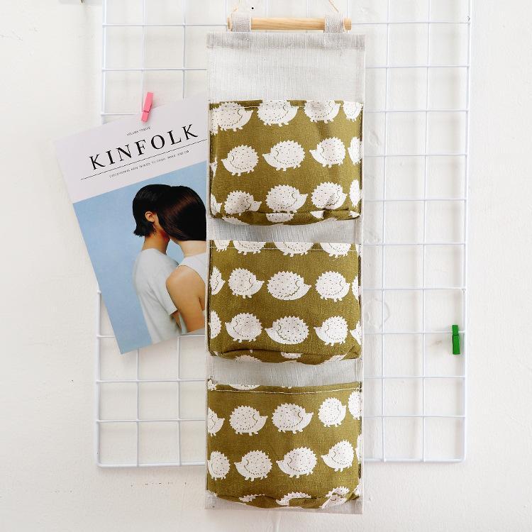 Wall-mounted Three-pocket Storage Hanging Bag Wall Hanging Mobile Phone Hanging Students - My Store