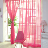 Solid Color Glass Mesh Curtains Transparent Color Ready-made Curtain Punch-free - My Store