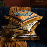 Pillow Sofa High-grade Sense Duplex Printing Tassel Waist Pillow Back Luxury Pillows - My Store