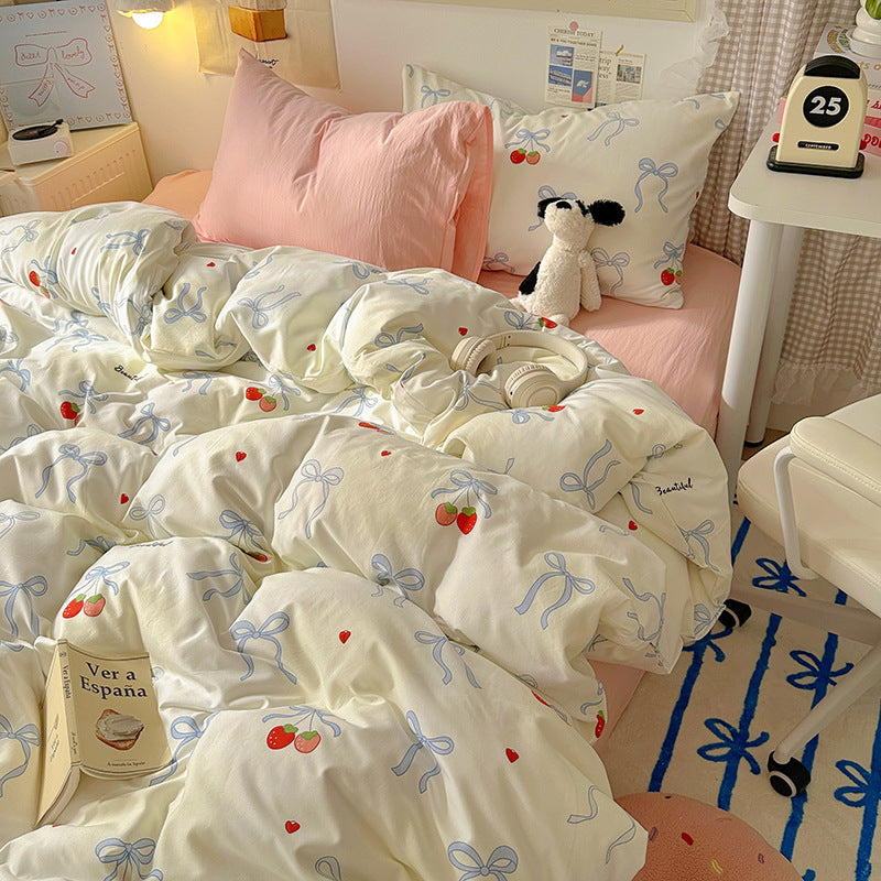 Cute Cartoon Cream-Style Cotton Bed Sheets And Duvet Covers - My Store