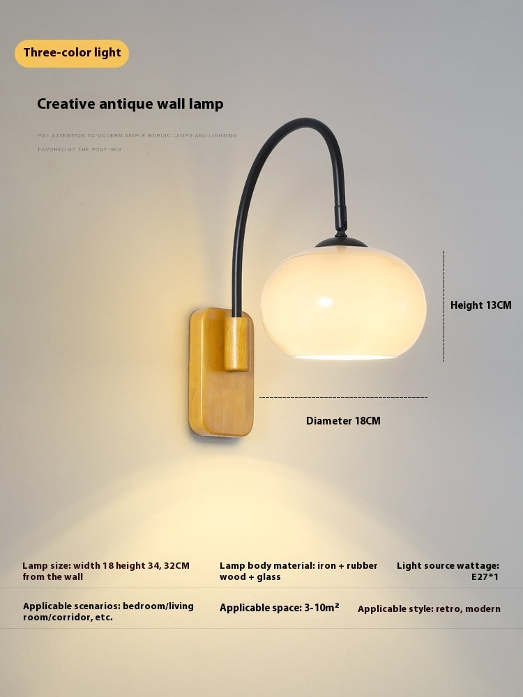 Bedside Wall Lamp Creative Retro Glass Wall LED Lamp - My Store
