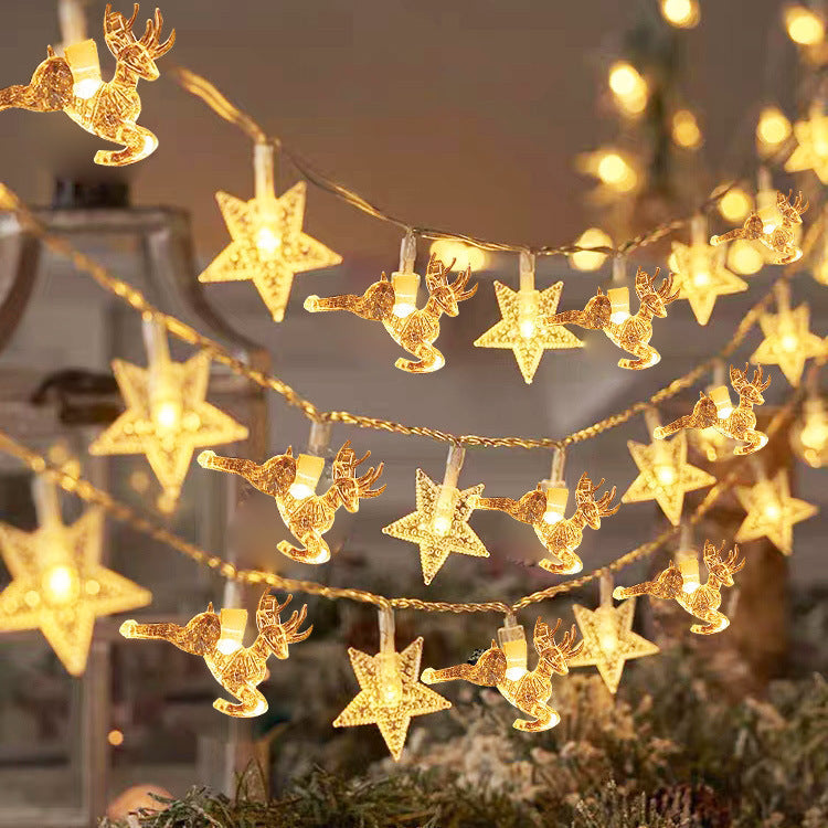 Led Elk Christmas Tree Snowflake Star Light String - My Store