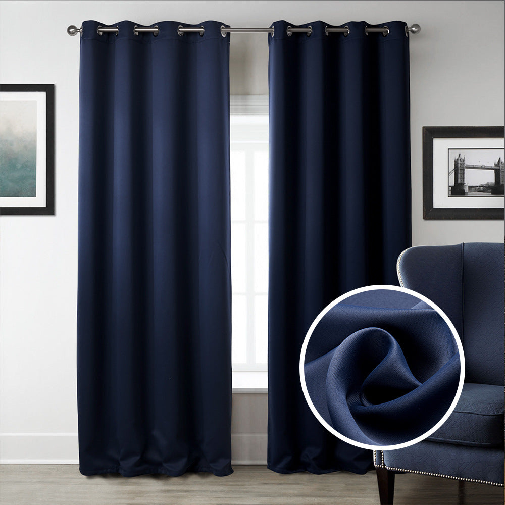 Dark Blue Bedroom Blackout Fabric Printed Curtains - My Store