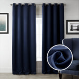 Dark Blue Bedroom Blackout Fabric Printed Curtains - My Store