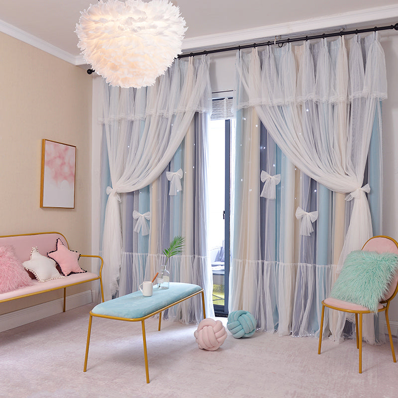 Nordic Simple Hollow Star Princess Wind Bedroom Blackout Curtains - My Store