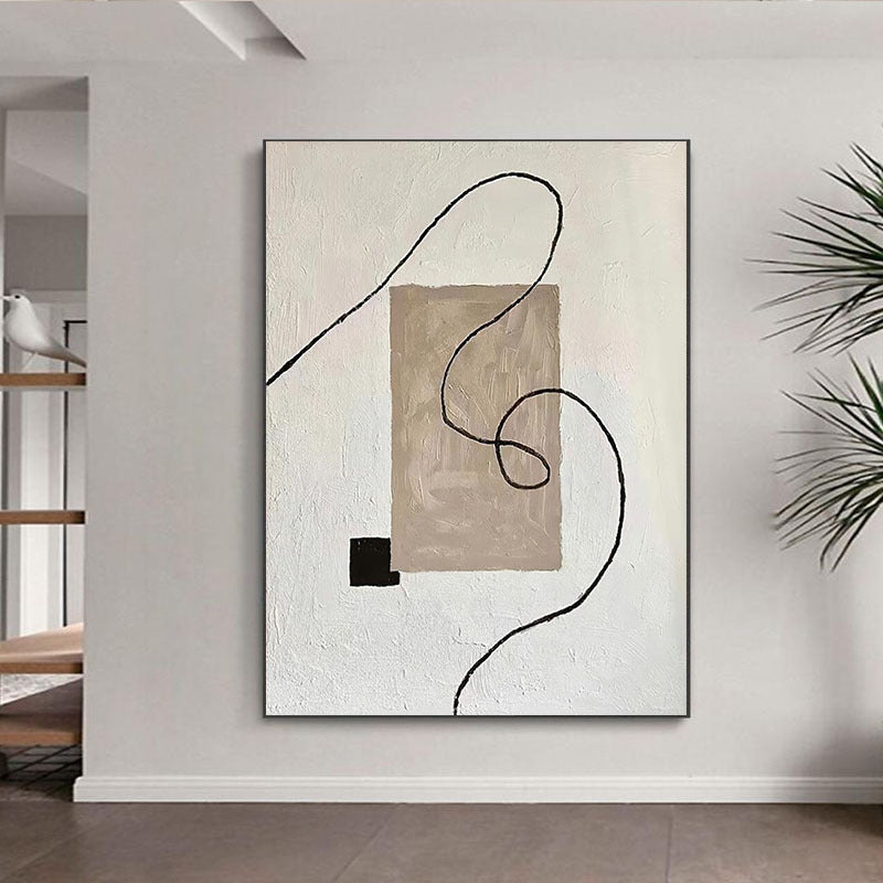 Pure Hand Drawing Minimalist Black And White Living Room Decorative Painting - My Store